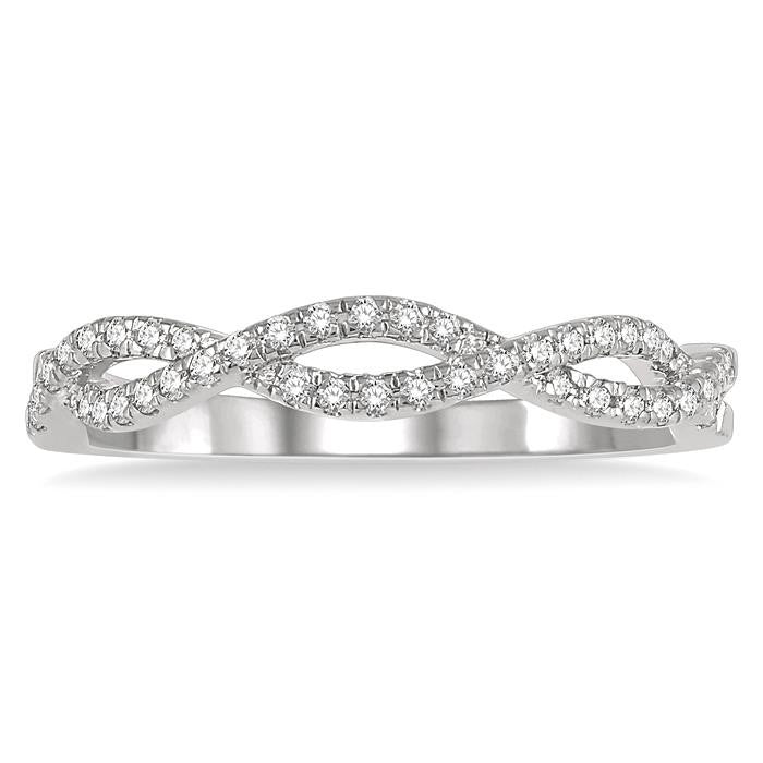 1/5 Ctw Entwined Round Cut Diamond Fashion Ring in 14K White Gold