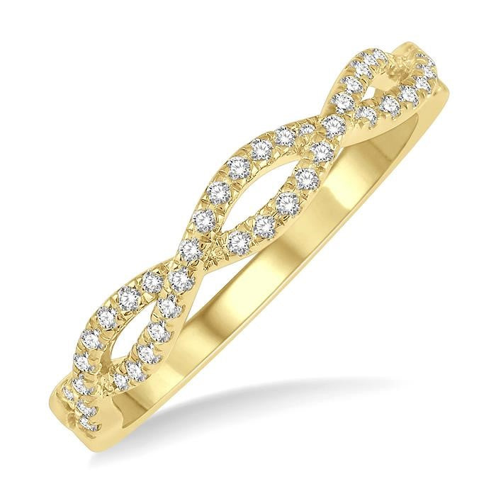 1/5 Ctw Entwined Round Cut Diamond Fashion Ring in 14K Yellow Gold