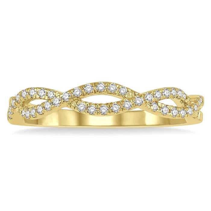 1/5 Ctw Entwined Round Cut Diamond Fashion Ring in 14K Yellow Gold