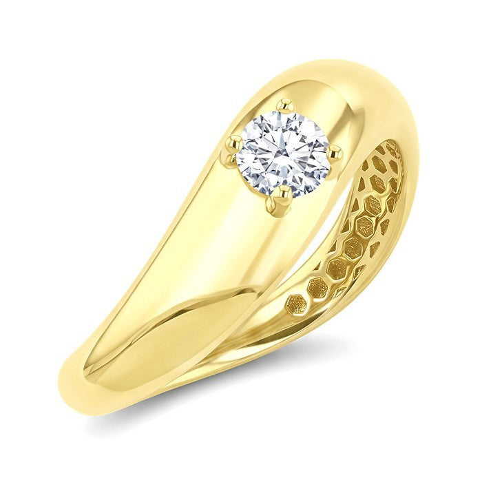 1/3 Ctw Round Cut Diamond Curved Fashion Ring in 14K Yellow Gold