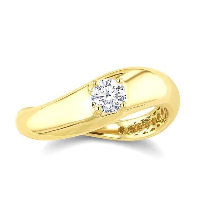 1/3 Ctw Round Cut Diamond Curved Fashion Ring in 14K Yellow Gold
