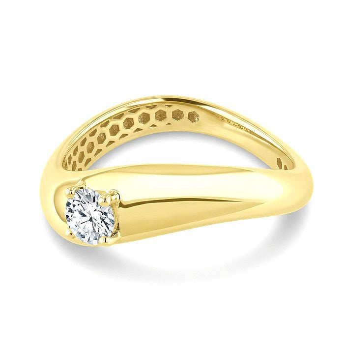 1/3 Ctw Round Cut Diamond Curved Fashion Ring in 14K Yellow Gold
