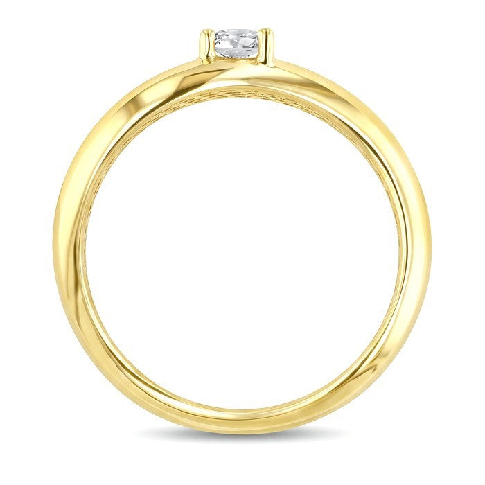 1/3 Ctw Round Cut Diamond Curved Fashion Ring in 14K Yellow Gold