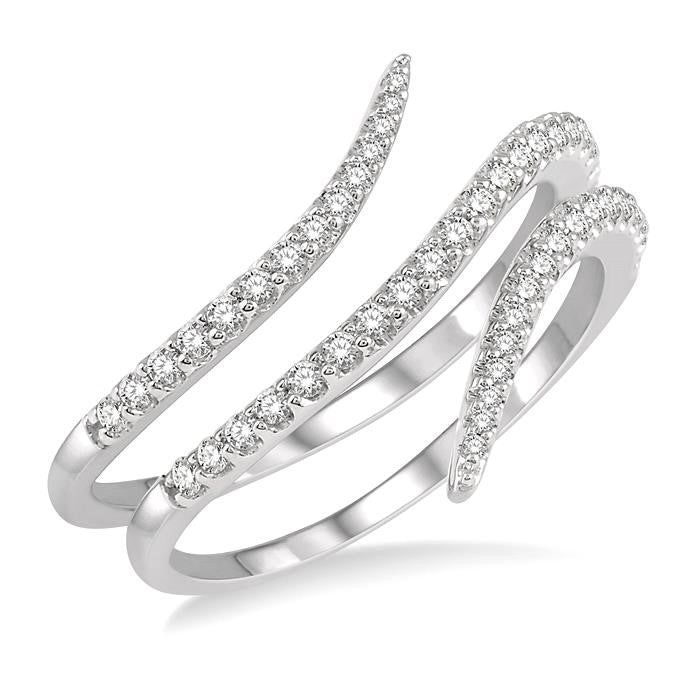 1/3 Ctw Double Spiral Open-End Round Cut Diamond Fashion Ring in 14K White Gold