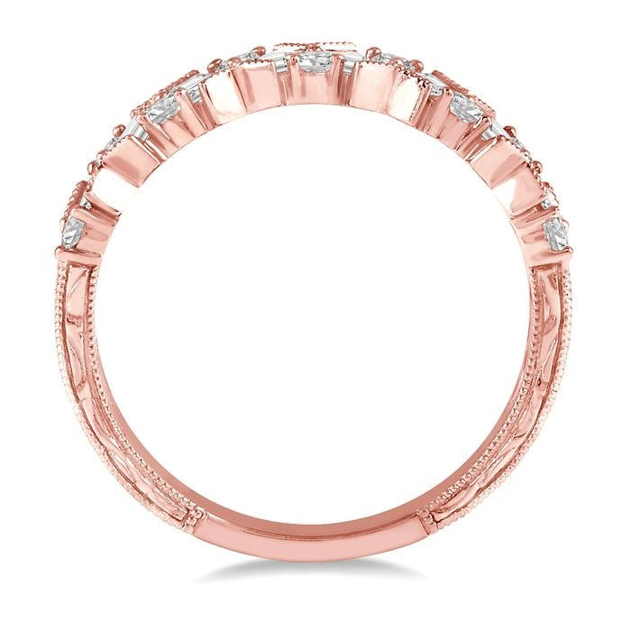 5/8 Ctw Zigzag Baguette and Round Cut Diamond Band in 14K Rose Gold