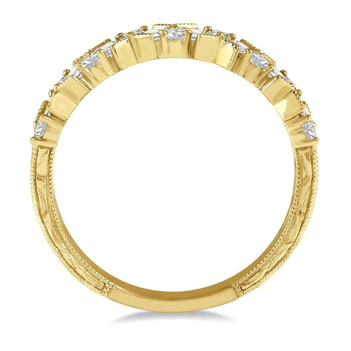 5/8 Ctw Zigzag Baguette and Round Cut Diamond Band in 14K Yellow Gold