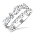 3/4 Ctw Marquise and Round Cut Diamond Split Twin Row Fashion Ring in 14K White Gold