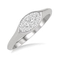 1/5 Ctw Marquise Shape Shine Bright Round Cut Diamond Ring in 14K White Gold