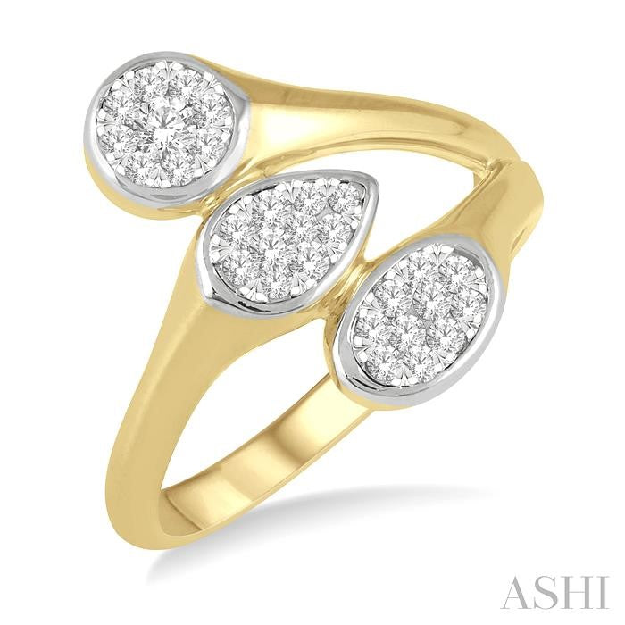 1/3 Ctw Shine Bright Interlocked Mixed Shape Mounts Round Cut Diamond Fashion Ring in 10K Yellow and White Gold
