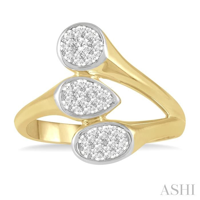 1/3 Ctw Shine Bright Interlocked Mixed Shape Mounts Round Cut Diamond Fashion Ring in 10K Yellow and White Gold