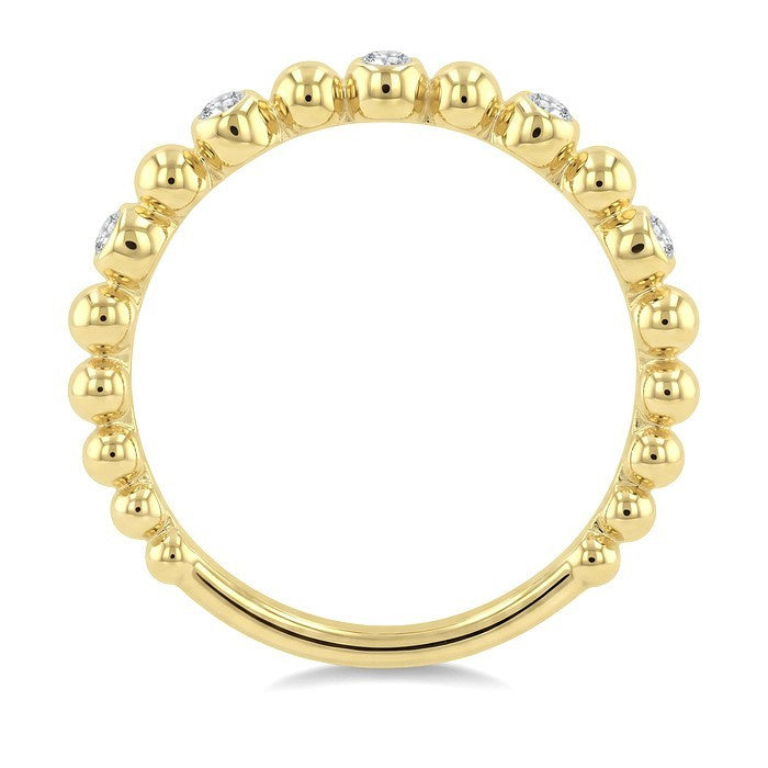 1/10 Ctw Bezel Set Round Cut Bead Bijoux Diamond Beaded Ring in 10K Yellow Gold
