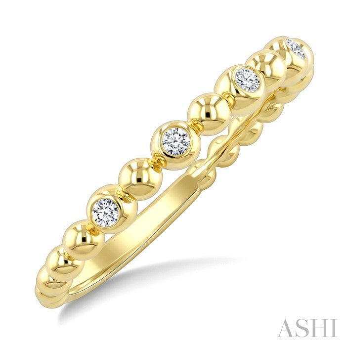 1/10 Ctw Bezel Set Round Cut Bead Bijoux Diamond Beaded Ring in 10K Yellow Gold