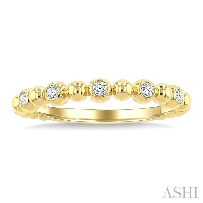 1/10 Ctw Bezel Set Round Cut Bead Bijoux Diamond Beaded Ring in 10K Yellow Gold