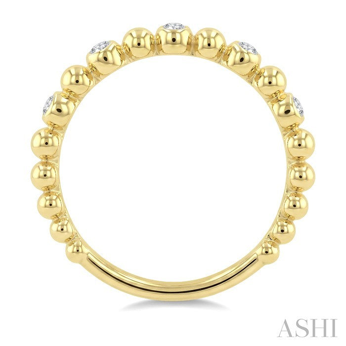 1/10 Ctw Bezel Set Round Cut Bead Bijoux Diamond Beaded Ring in 10K Yellow Gold