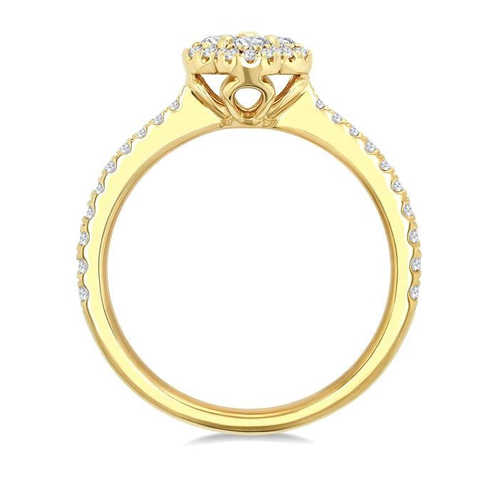 1/2 Ctw Clover Round Cut Diamond Fashion Ring in 14K Yellow Gold