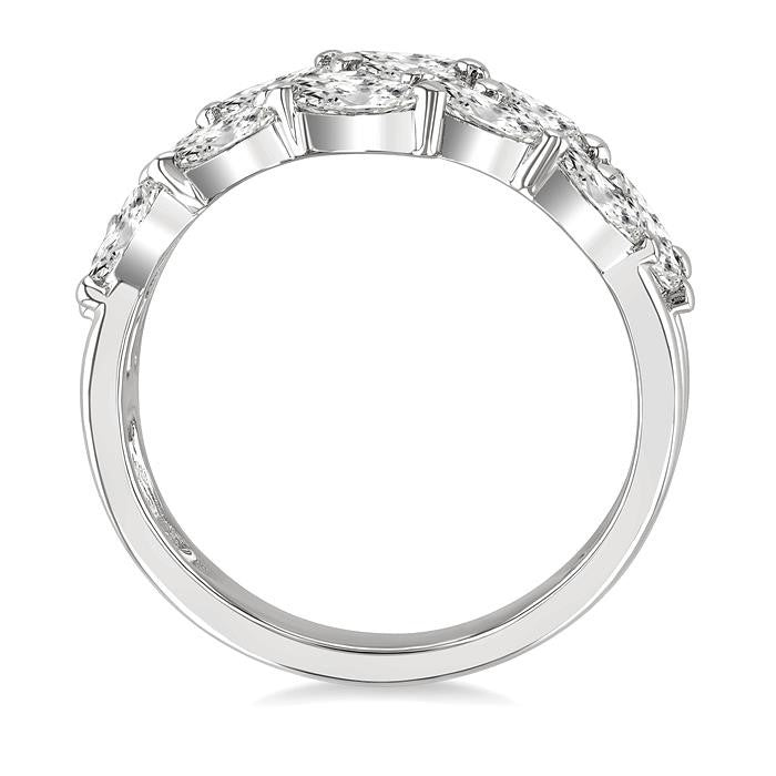 1 1/2 Ctw Split Open-End Triple Row Marquise Cut Diamond Fashion Ring in 14K White Gold