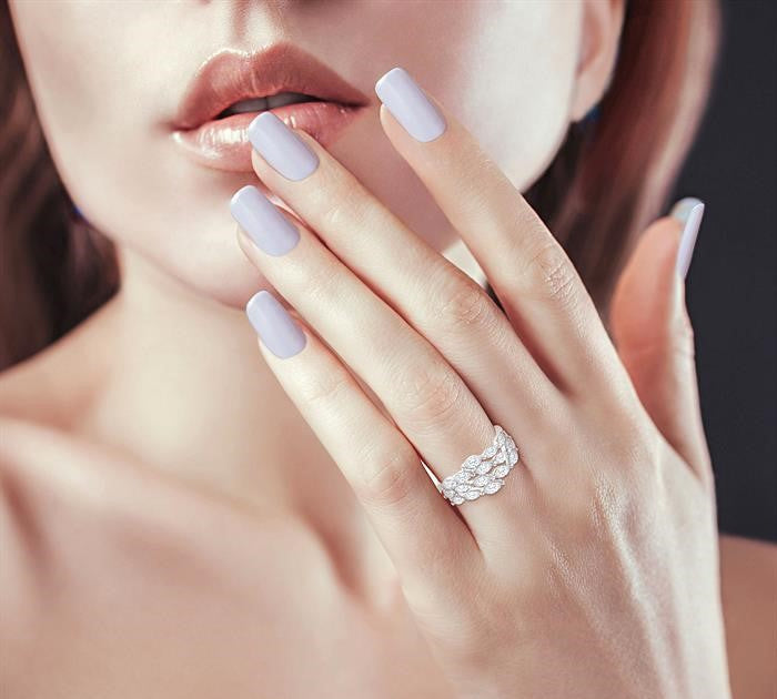 1 1/2 Ctw Split Open-End Triple Row Marquise Cut Diamond Fashion Ring in 14K White Gold