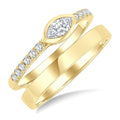 1/2 Ctw Split Twin Band Marquise and Round Cut Diamond Fashion Ring in 14K Yellow Gold