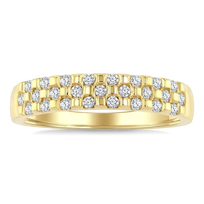 1/4 Ctw Checkered Round Cut Diamond Fashion Band in 10K Yellow Gold