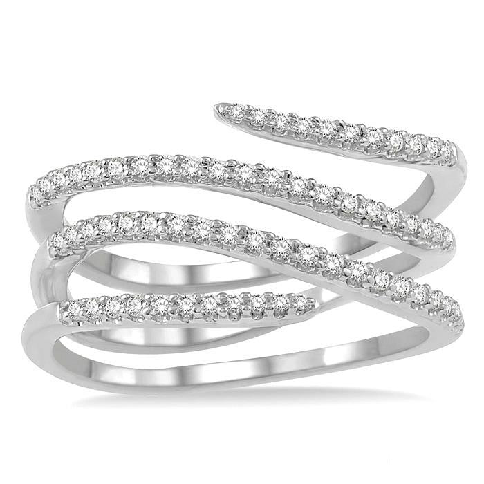 Spiral Diamond Fashion Open Ring