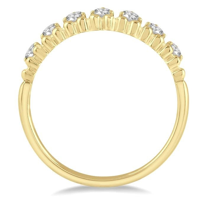 1/3 Ctw Lined Circular Mount Round Cut Diamond Fashion Stackable Band in 14K Yellow Gold