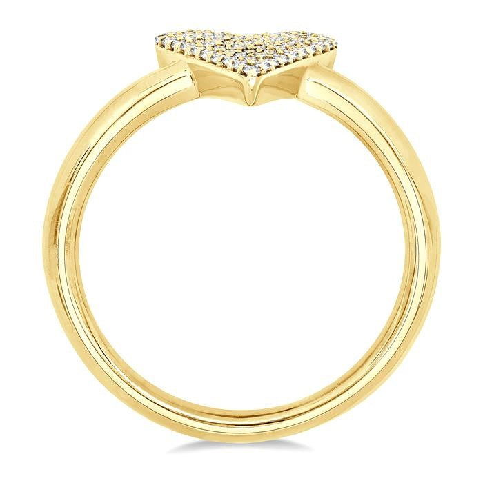 1/4 Ctw Heart Shape Pave Set Round Cut Diamond Fashion Ring in 10K Yellow Gold