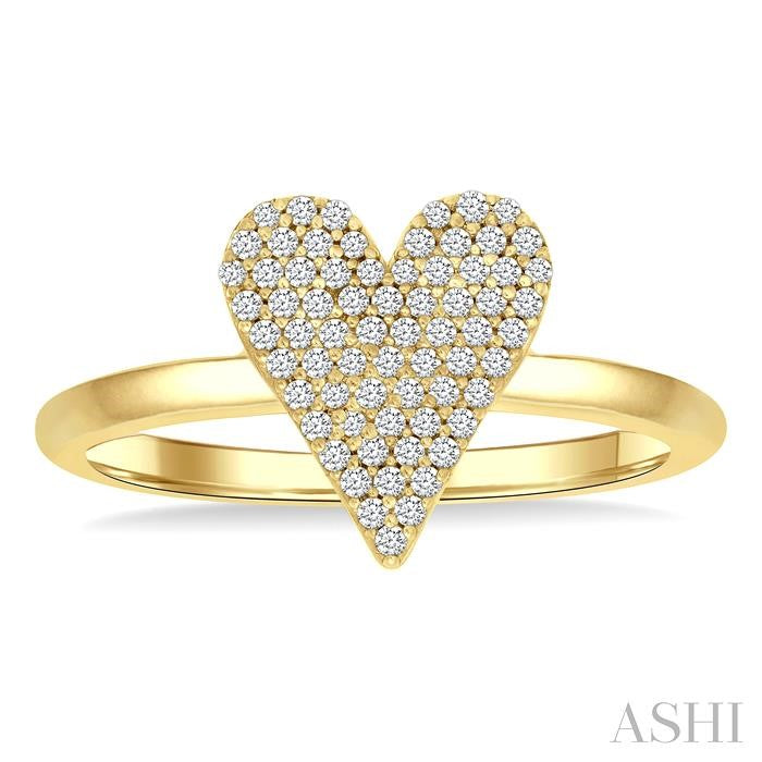 1/4 Ctw Heart Shape Pave Set Round Cut Diamond Fashion Ring in 10K Yellow Gold