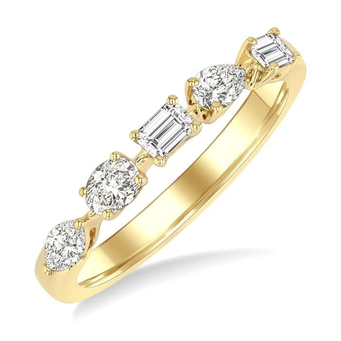 1/2 Ctw Mixed Shape Diamond Cut Fashion Band in 14K Yellow Gold