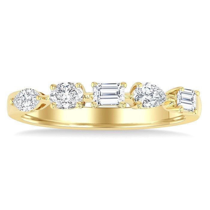 1/2 Ctw Mixed Shape Diamond Cut Fashion Band in 14K Yellow Gold