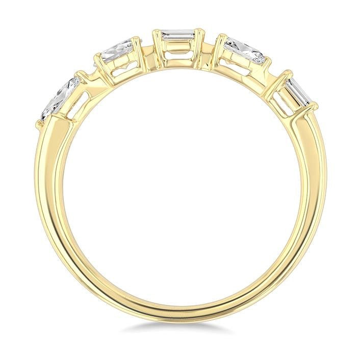1/2 Ctw Mixed Shape Diamond Cut Fashion Band in 14K Yellow Gold