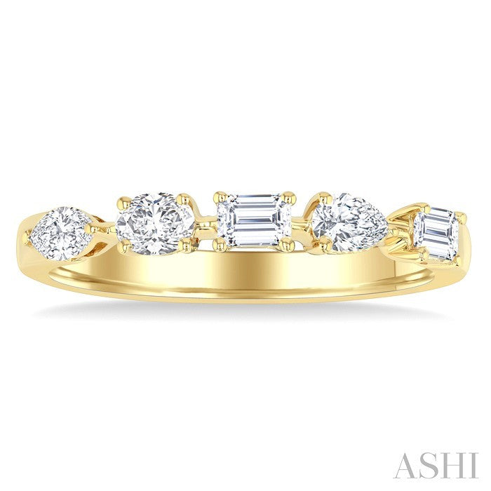 1/2 Ctw Mixed Shape Diamond Cut Fashion Band in 14K Yellow Gold