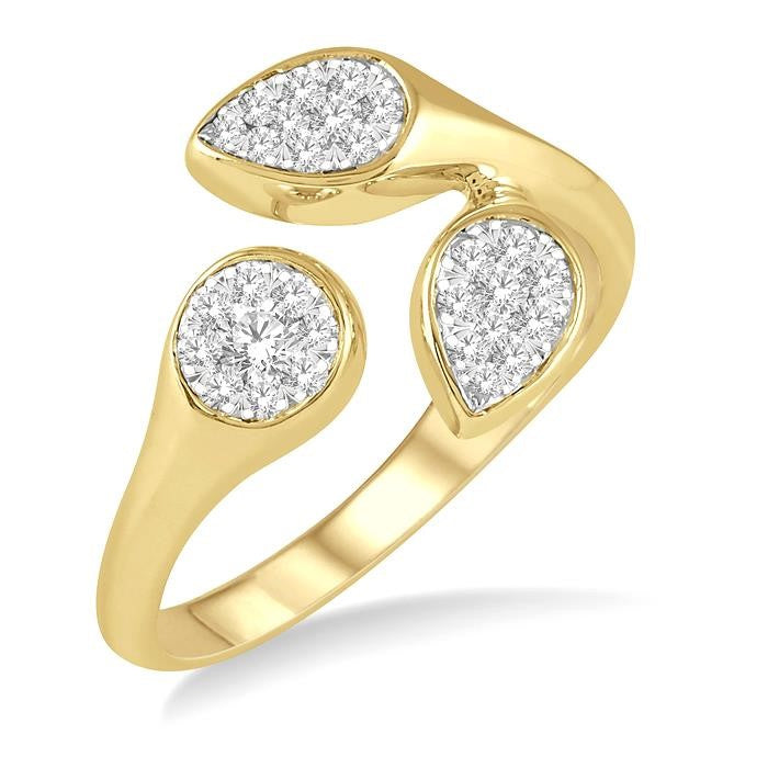 1/3 Ctw Shine Bright Open Center Mixed Shape Mounts Round Cut Diamond Fashion Ring in 10K Yellow and White Gold