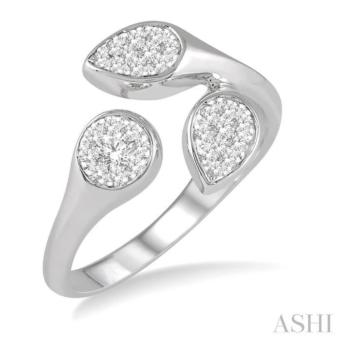 1/3 Ctw Shine Bright Open Center Mixed Shape Mounts Round Cut Diamond Fashion Ring in 10K White Gold