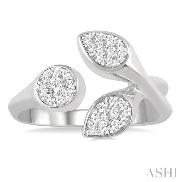 1/3 Ctw Shine Bright Open Center Mixed Shape Mounts Round Cut Diamond Fashion Ring in 10K White Gold