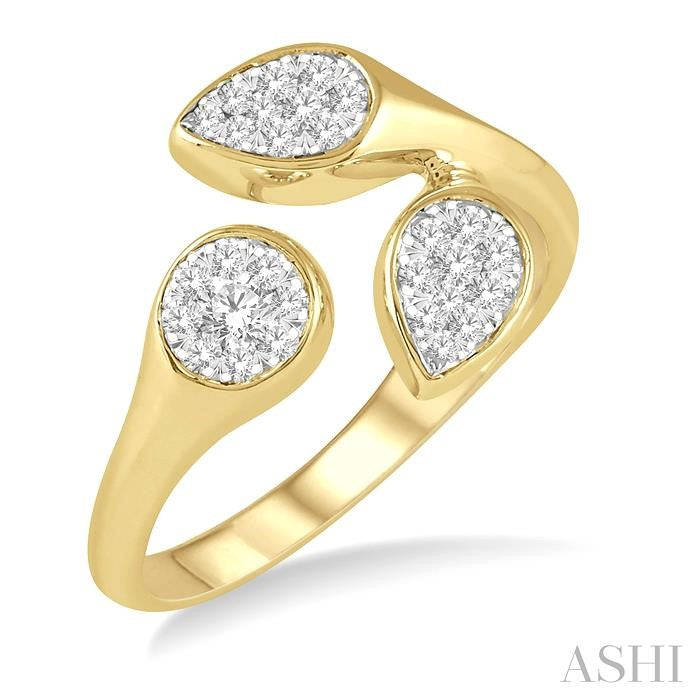 1/3 Ctw Shine Bright Open Center Mixed Shape Mounts Round Cut Diamond Fashion Ring in 10K Yellow and White Gold