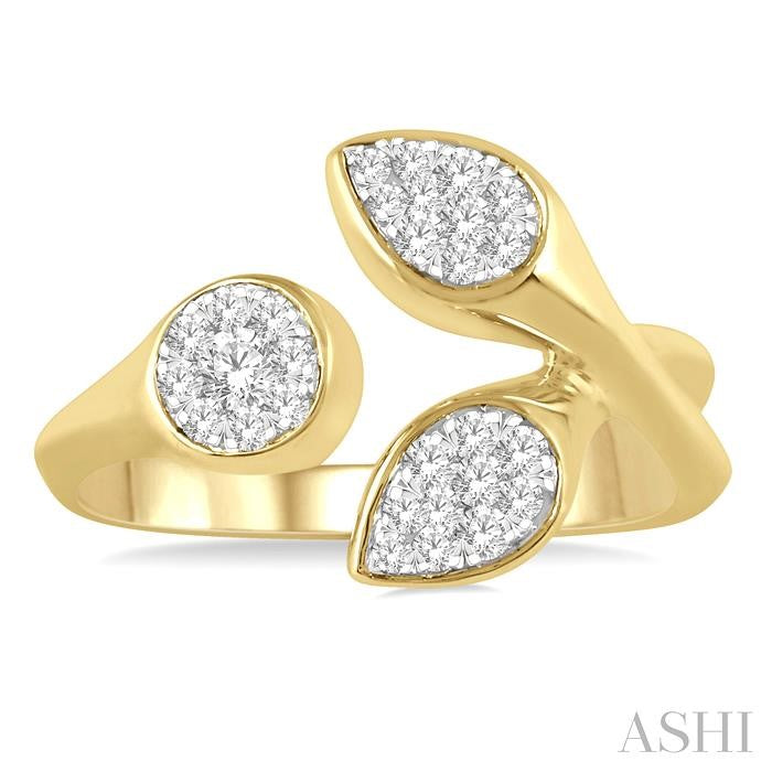 1/3 Ctw Shine Bright Open Center Mixed Shape Mounts Round Cut Diamond Fashion Ring in 10K Yellow and White Gold