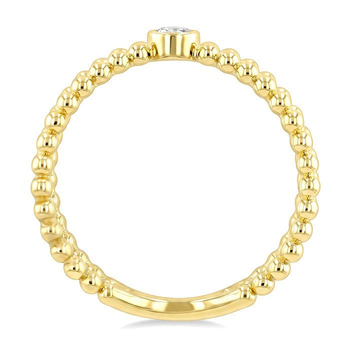 1/10 Ctw Bezel Set Round Cut Bead Bijoux Diamond X-Wrap Beaded Ring in 10K Yellow Gold