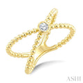 1/10 Ctw Bezel Set Round Cut Bead Bijoux Diamond X-Wrap Beaded Ring in 10K Yellow Gold