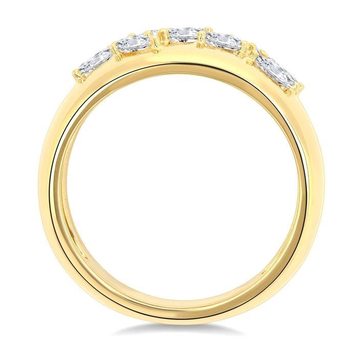 1/2 Ctw Mixed Cut Diamond Mosaic Fashion Wide Band in 14K Yellow Gold