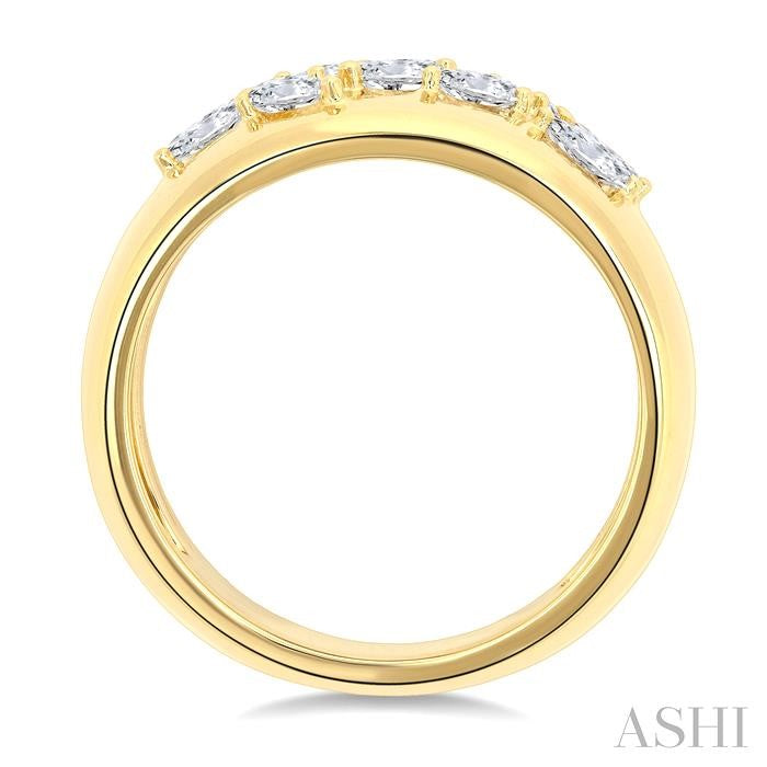 1/2 Ctw Mixed Cut Diamond Mosaic Fashion Wide Band in 14K Yellow Gold