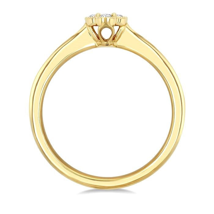 1/6 Ctw Clover Round Cut Diamond Fashion Ring in 14K Yellow Gold