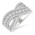 1 Ctw Round Cut Diamond Criss Cross Bold Fashion Band in 14K White Gold
