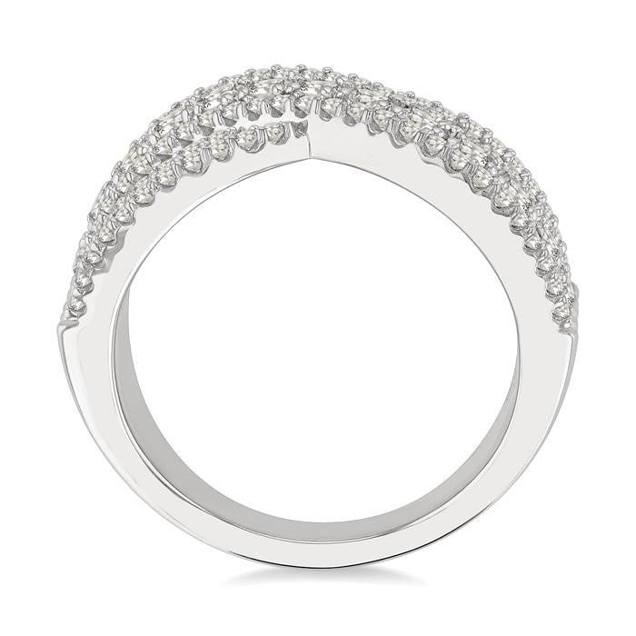 1 Ctw Round Cut Diamond Criss Cross Bold Fashion Band in 14K White Gold