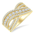 1 Ctw Round Cut Diamond Criss Cross Bold Fashion Band in 14K Yellow Gold
