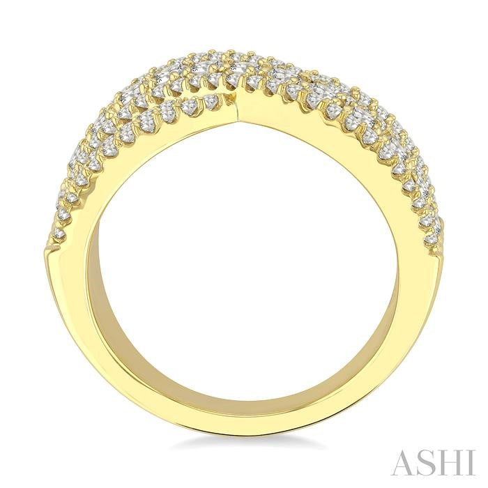 1 Ctw Round Cut Diamond Criss Cross Bold Fashion Band in 14K Yellow Gold