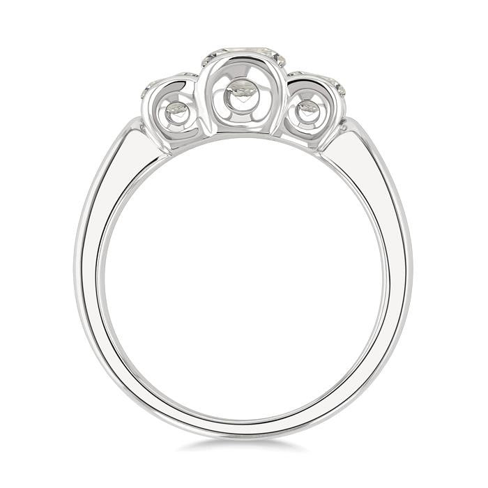 1 Ctw 3-Stone Round Cut Diamond Fashion Ring in 14K White Gold