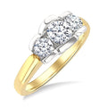 1 Ctw 3-Stone Round Cut Diamond Fashion Ring in 14K Yellow and White Gold
