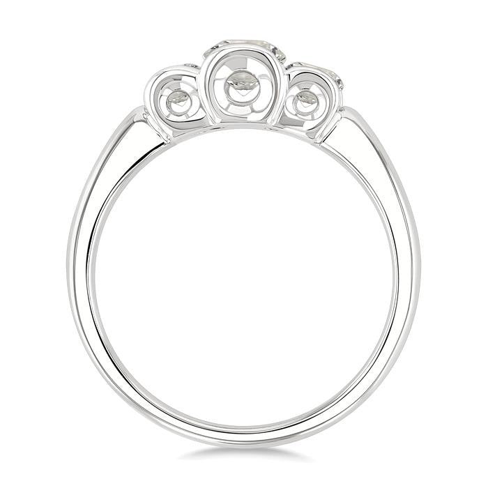 3/4 Ctw 3-Stone Round Cut Diamond Fashion Ring in 14K White Gold