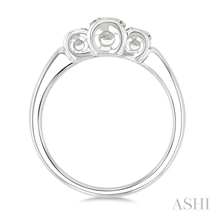 3/4 Ctw 3-Stone Round Cut Diamond Fashion Ring in 14K White Gold