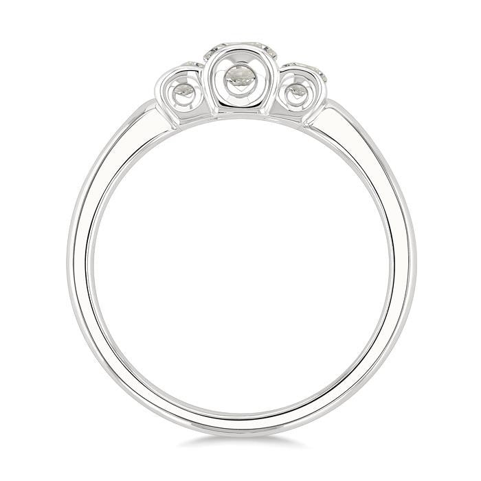 1/2 Ctw 3-Stone Round Cut Diamond Fashion Ring in 14K White Gold